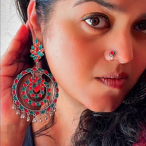 Jumbo colorful Afghani earring - Picture 1 of 2